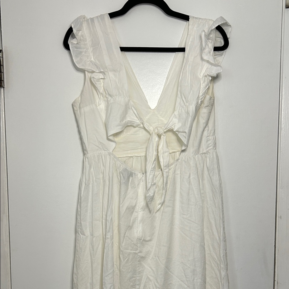 Aqua White Ruffled Tie Back Maxi Dress - Picture 8 of 14